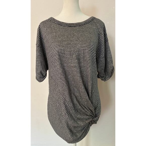Sundance Linen-Cotton Emmaline Oversized Twist Front Striped Tee Size S - Picture 2 of 6